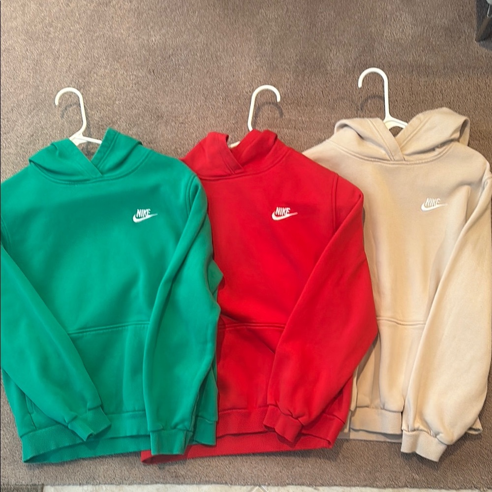 Nike Hoodies - Green, Red, Beige